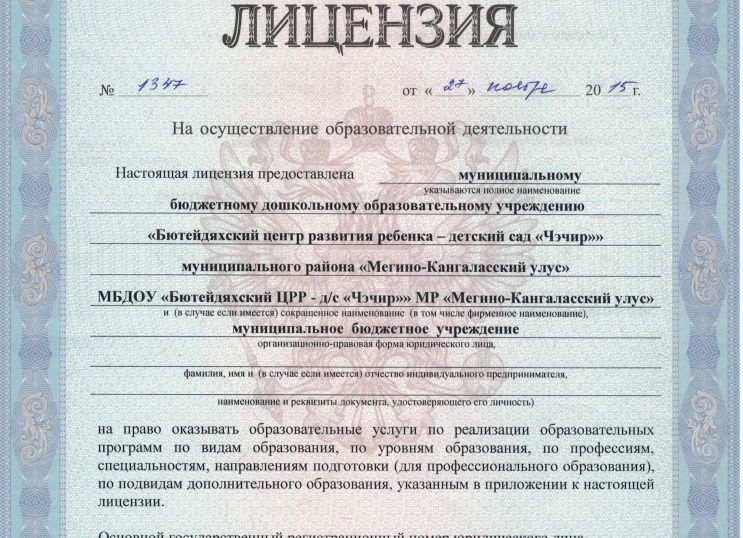 Срок действия лицензии на образовательную деятельность